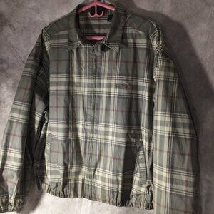 Greg Norman Collection Mens XL Harrington Plaid Shark Olive Jacket Fishing Coat